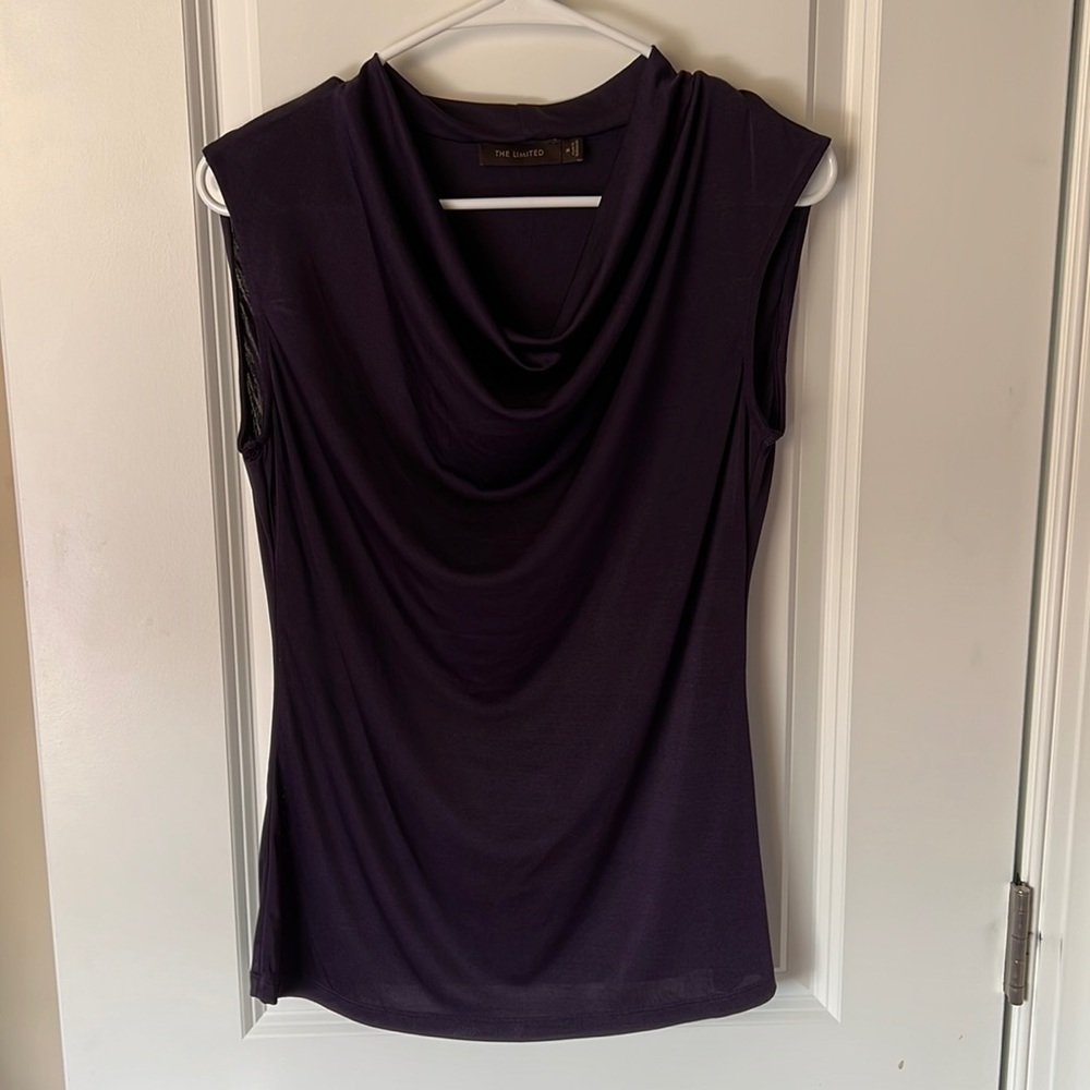 Deep purple limited swoop neck sleeveless shirt